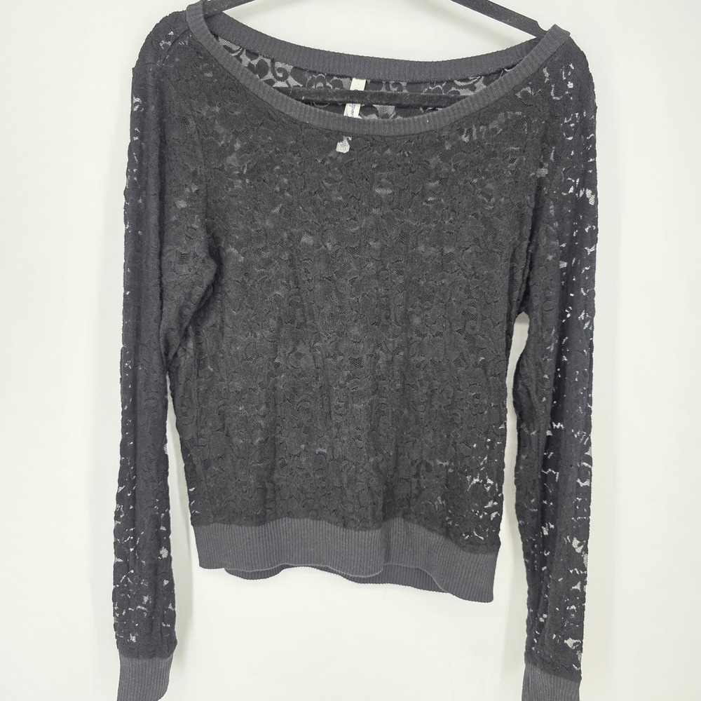 Aeropostale Vintage Women's Velvet Burnout Whimsigoth Black Top Fairy Grunge XL
